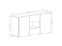 Buffet Design 140cm Pour Salon Couleur Gris Effet Béton Collection PAROS. -Meubles Soldes Magasin buffet 10551967