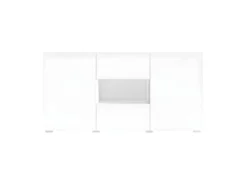 Buffet Design 140cm Pour Salon Couleur Blanc Brillant Collection PAROS. -Meubles Soldes Magasin buffet 10551977