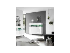 Buffet 3 Portes Laqué Blanc à LEDs - TARENTE N°2 -Meubles Soldes Magasin buffet 11133313