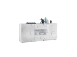 Buffet 2 Portes 2 Tiroirs Blanc Laqué Brillant à Leds - PEPPERONI