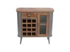 Meuble Bar 1 Porte, 12 Niches, 1 Tiroir Bois/Metal - JINK