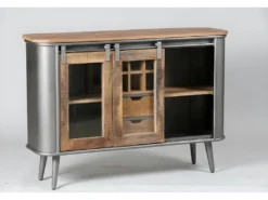 Buffet 2 Portes, 6 Niches, 2 Tiroirs Bois/Metal - JINK -Meubles Soldes Magasin buffet 11133903