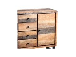 Buffet 2 Portes 4 Tiroirs Bois Massif Blanchi - ANZIA -Meubles Soldes Magasin buffet 11134961