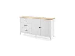 Buffet 2 Portes 3 Tiroirs Bois/Blanc - DARANMI -Meubles Soldes Magasin buffet 11135069