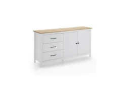 Buffet 2 Portes 3 Tiroirs Bois/Blanc - DARANMI -Meubles Soldes Magasin buffet 11135071