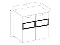 Buffet 90cm Pour Salon Avec 2 Portes Vitrées Et LED Intégrées Couleur Chêne Et Gris Anthracite Collection CONNOR. 9 Buffet 90cm Pour Salon Avec 2 Portes Vitrées Et LED Intégrées Couleur Chêne Et Gris Anthracite Collection CONNOR. -Meubles Soldes Magasin buffet 11152671