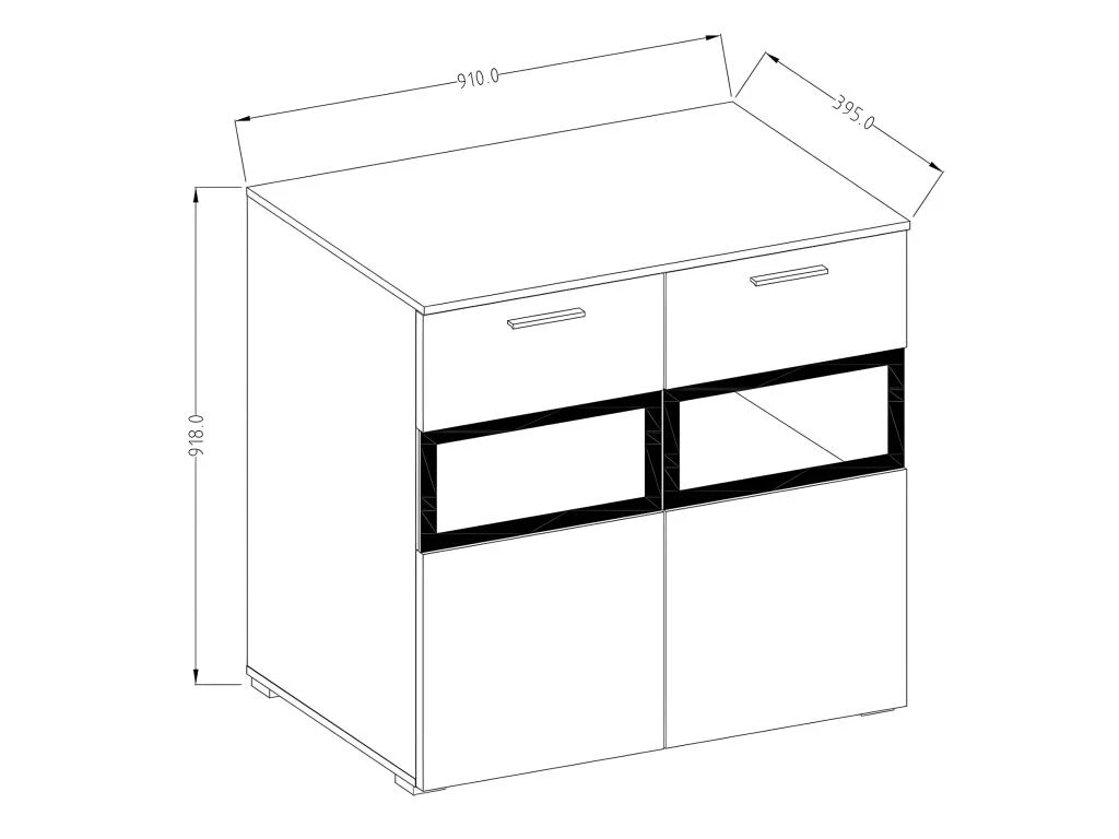 Buffet 90cm Pour Salon Avec 2 Portes Vitrées Et LED Intégrées Couleur Chêne Et Gris Anthracite Collection CONNOR. 5 Buffet 90cm Pour Salon Avec 2 Portes Vitrées Et LED Intégrées Couleur Chêne Et Gris Anthracite Collection CONNOR. – Image 5