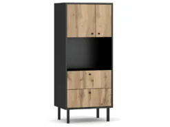 Buffet Haut Industriel 2 Portes Et 2 Tiroirs L57 X H135 Cm - Bospe