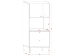 Buffet Haut Industriel 2 Portes Et 2 Tiroirs L57 X H135 Cm - Bospe -Meubles Soldes Magasin buffet 11451711