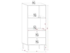 Buffet Haut Industriel 2 Portes Et 2 Tiroirs L57 X H135 Cm - Bospe -Meubles Soldes Magasin buffet 11451713