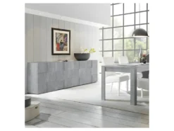 Buffet 4 Portes Béton Ciré Clair - TICATO -Meubles Soldes Magasin buffet 11547289