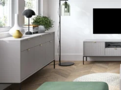 Buffet Avec 3 Portes Et 3 Tiroirs - Gris - LIOUBA De Pascal MORABITO -Meubles Soldes Magasin buffet 1171357