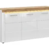Buffet 3 Portes Avec LED Nara Blanc Et Bois