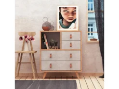 Meuble En Chêne Blanc Avec Panneaux De Particules 100% Mélaminés. 70x88,6x40 -Meubles Soldes Magasin buffet 13047587