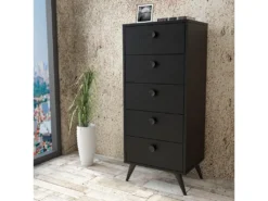 Meuble En Bois Noir Avec Panneaux De Particules 100% Mélaminés. 49x118,4x40 -Meubles Soldes Magasin buffet 13047759