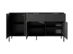 Buffet Avec 3 Portes Et 2 Tiroirs - Anthracite Et Doré - PAVELI -Meubles Soldes Magasin buffet 13387893