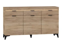 Buffet 3 Portes 3 Tiroirs LED Inclus Ruben Bois