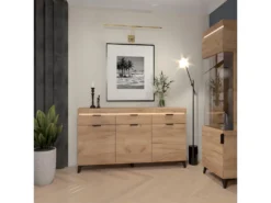 Buffet 3 Portes 3 Tiroirs LED Inclus Ruben Bois -Meubles Soldes Magasin buffet 13606163