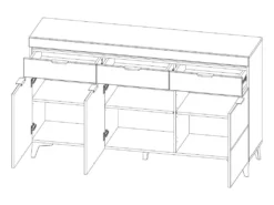 Buffet 3 Portes 3 Tiroirs LED Inclus Ruben Bois -Meubles Soldes Magasin buffet 13606165