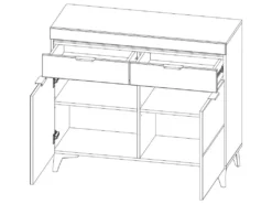 Buffet 2 Portes 2 Tiroirs LED Inclus Ruben Bois -Meubles Soldes Magasin buffet 14020909