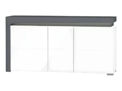 Buffet 3 Portes LED Inclus Teo Blanc Et Gris