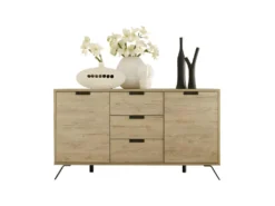 Buffet 2 Portes 3 Tiroirs Chêne Clair - PALERME -Meubles Soldes Magasin buffet 14340877