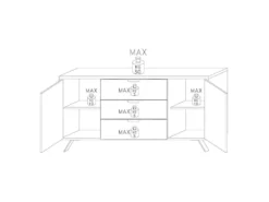 Buffet 2 Portes 3 Tiroirs Chêne Clair - PALERME -Meubles Soldes Magasin buffet 14340881