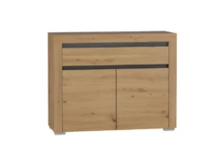 Buffet 2 Portes 1 Tiroir LED Inclus Kasla Bois Et Anthracite