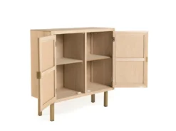 ADELE - Buffet 2 Portes Toile De Jute Pieds Métal Doré -Meubles Soldes Magasin buffet 14652221