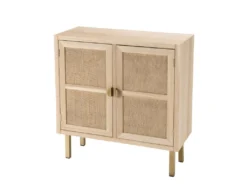 ADELE - Buffet 2 Portes Toile De Jute Pieds Métal Doré -Meubles Soldes Magasin buffet 14652225