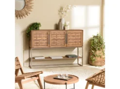 ALIDA - Buffet En Bois De Teck Recyclé 3 Portes