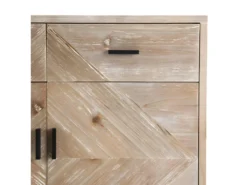 ANDRO - Buffet Beige Scandi 2 Tiroirs 2 Portes Pieds Noirs Sapin -Meubles Soldes Magasin buffet 14652529