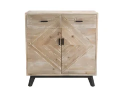 ANDRO - Buffet Beige Scandi 2 Tiroirs 2 Portes Pieds Noirs Sapin -Meubles Soldes Magasin buffet 14652533