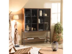 ALIDA - Buffet 4 Portes Vitrées 6 étagères 1 Niche