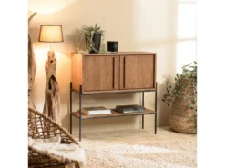 ALIDA - Buffet 2 Portes 1 Niche En Bois De Teck Recyclé Naturel