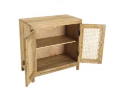 ISA - Buffet Marron 2 Portes Bois De Manguier Et Cannage Couleur Naturelle -Meubles Soldes Magasin buffet 14657531