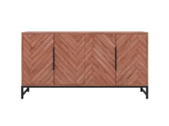 Buffet 4 Portes - Bois D'acacia Et Métal - Naturel Et Noir - VEDILA -Meubles Soldes Magasin buffet 15698681