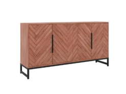 Buffet 4 Portes - Bois D'acacia Et Métal - Naturel Et Noir - VEDILA -Meubles Soldes Magasin buffet 15698683