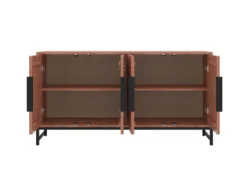 Buffet 4 Portes - Bois D'acacia Et Métal - Naturel Et Noir - VEDILA -Meubles Soldes Magasin buffet 15698709