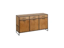 Buffet 3 Portes 3 Tiroirs Bois/Métal - CINCINNATI