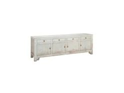 Buffet 4 Tiroirs 4 étagères Bois/Bleu - VANINA