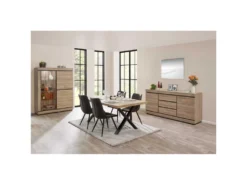 Buffet 2 Portes 3 Tiroirs Chêne Naturel - COURTRAI -Meubles Soldes Magasin buffet 17623327