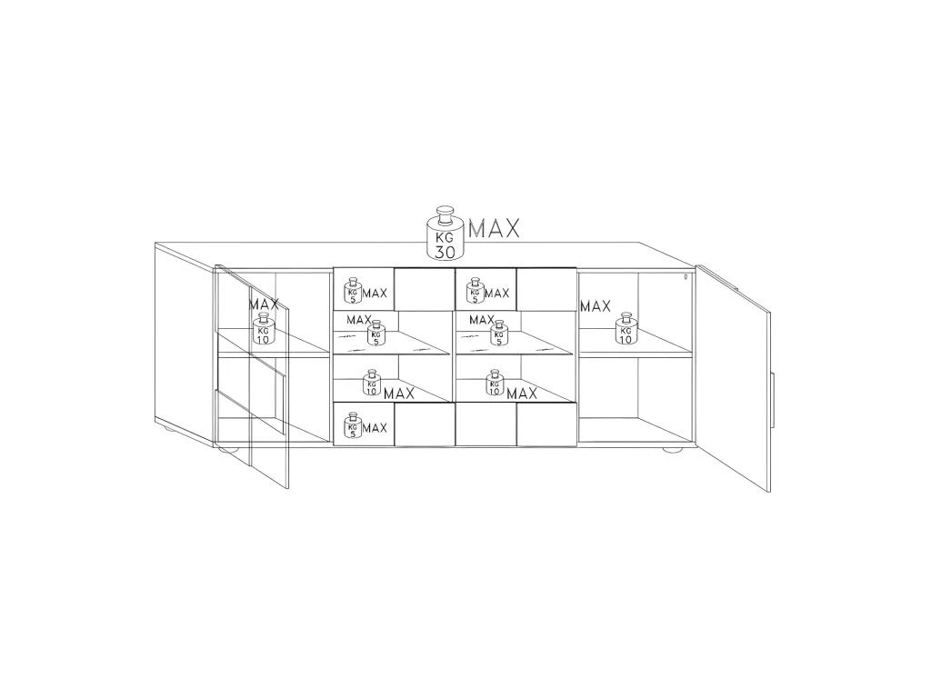 Buffet 2 Portes 4 Tiroirs Béton Ciré Foncé - TICATO 4 Buffet 2 Portes 4 Tiroirs Béton Ciré Foncé - TICATO – Image 4