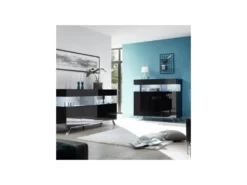 Buffet 3 Portes Laqué Noir à LEDs - TARENTE N°2 -Meubles Soldes Magasin buffet 17624385