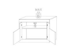 Meuble D'entrée 2 Portes Blanc/Pin Blanc - LUBIO -Meubles Soldes Magasin buffet 17624653