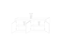 Buffet 4 Portes Blanc/Planches Bois - MATERA -Meubles Soldes Magasin buffet 17624893