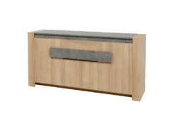 Buffet 3 Portes Chêne Oxygene/Béton Ciré Clair - DAPHNE