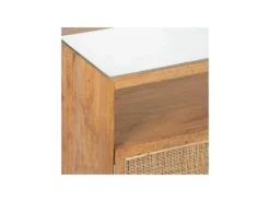 Buffet 4 Portes Bois Rotin Verre - ALBERTINA -Meubles Soldes Magasin buffet 17635395