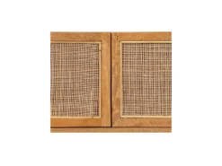 Buffet 4 Portes Bois Rotin Verre - ALBERTINA -Meubles Soldes Magasin buffet 17635397