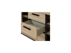 Buffet 2 Portes 3 Tiroirs Bois Clair/Béton Ciré - HESTIA -Meubles Soldes Magasin buffet 17635429